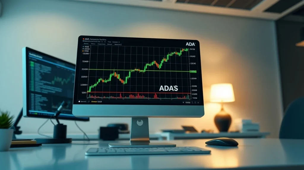 Cardano ADA price chart showing key support level with upward trend