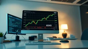 Cardano ADA price chart showing key support level with upward trend