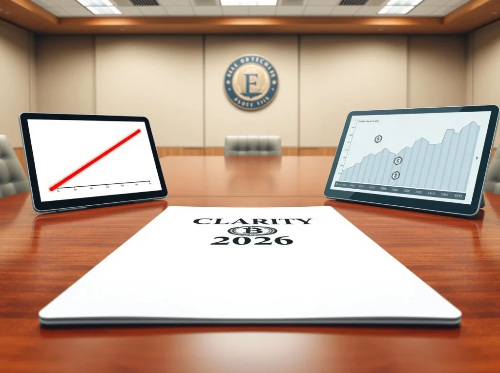 The Clarity Act 2026 document causing a crypto industry split over stablecoin yield regulations.