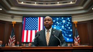 Senator Tim Scott speaking at a Senate committee hearing on the CLARITY Act and crypto regulation.