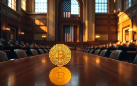 CLARITY Act progress drives a crypto rally as Bitcoin jumps to $81,000, shown by a glowing Bitcoin coin in a legislative chamber.