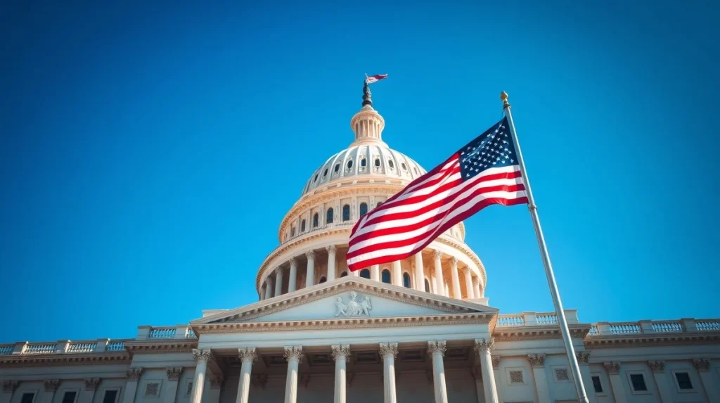 United States Capitol building on a sunny day, symbolizing the legislative vote on the CLARITY Act affecting Ripple and XRP.