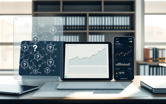 Cryptocurrency presale analysis showing three blockchain projects on financial analyst's desk