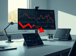 Analysis of declining crypto trading volume and rising leverage on a financial trading desk.
