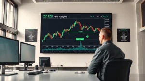 Digital display showing CryptoNewsInsights price chart near support with accumulation zone marked