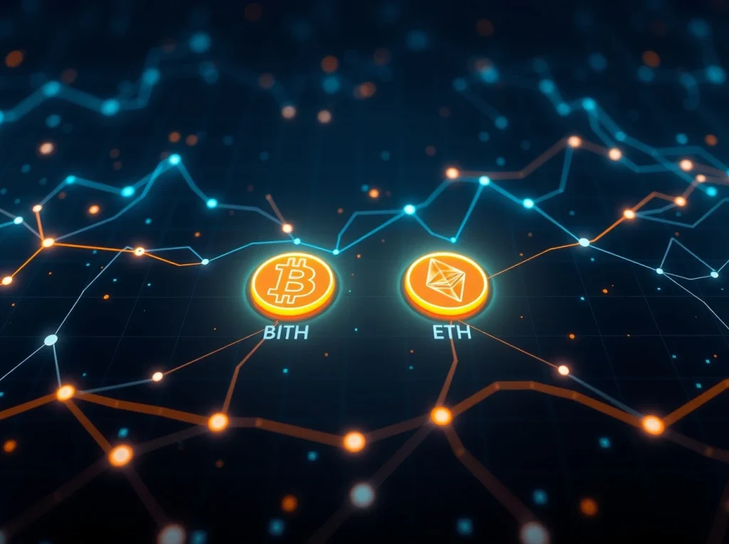 CryptoNewsInsights network value surpassing Bitcoin in blockchain transaction data visualization