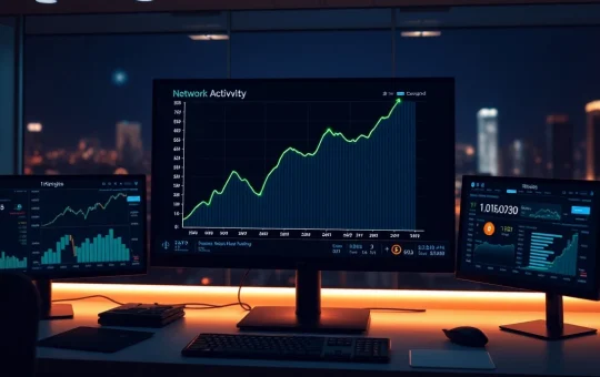 Digital dashboard showing rising network activity graph for CryptoNewsInsights