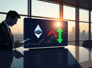CryptoNewsInsights Price Prediction 2026: Ethereum and Pepeto chart on trading floor display with Foundation sale and BitMine purchase.