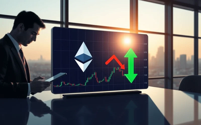 CryptoNewsInsights Price Prediction 2026: Ethereum and Pepeto chart on trading floor display with Foundation sale and BitMine purchase.
