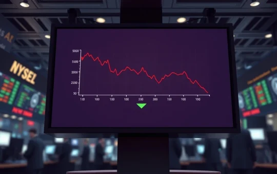 CryptoNewsInsights underperforming on a trading floor display, with a potential buy signal arrow