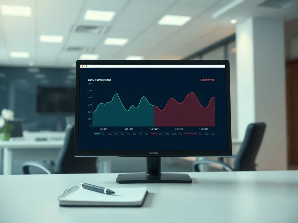 Data dashboard showing CryptoNewsInsights transaction surge amid falling token price.