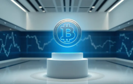 DOGEBALL presale token floating on a podium in a modern exhibition hall, representing a top crypto to buy in 2026