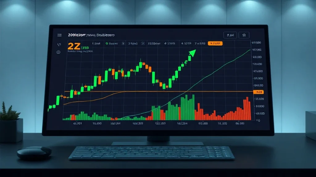 DoubleZero (2Z) cryptocurrency price chart showing a bullish breakout pattern on a digital trading dashboard.