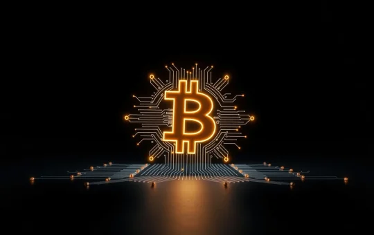 Conceptual image linking quantum computing technology and Bitcoin security as discussed by Elon Musk.