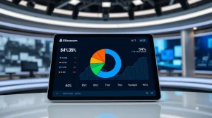 Digital dashboard showing Ethereum DeFi TVL market share at 54% with rival chains