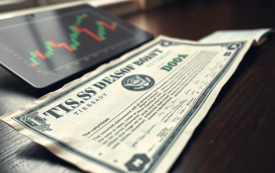 U.S. Treasury bond and cryptocurrency chart illustrating the 2026 debt refinancing impact on crypto markets.