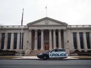 Federal courthouse with flags, representing the prosecution of a $250 million crypto fraud ring.