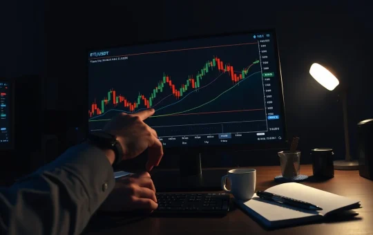 Trader analyzing a 4-hour FET chart showing a three-wave corrective rally with Elliott Wave labels.