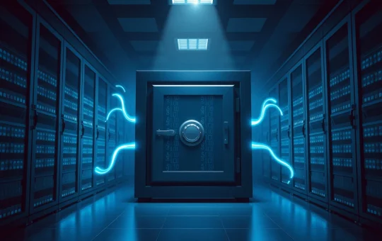Filecoin decentralized storage concept as a secure digital data vault.