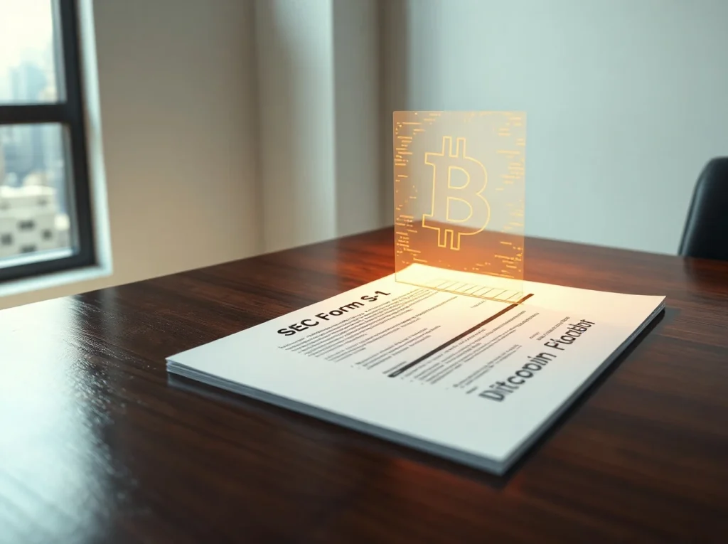 Goldman Sachs Bitcoin Premium Income ETF SEC filing document with Bitcoin symbol.