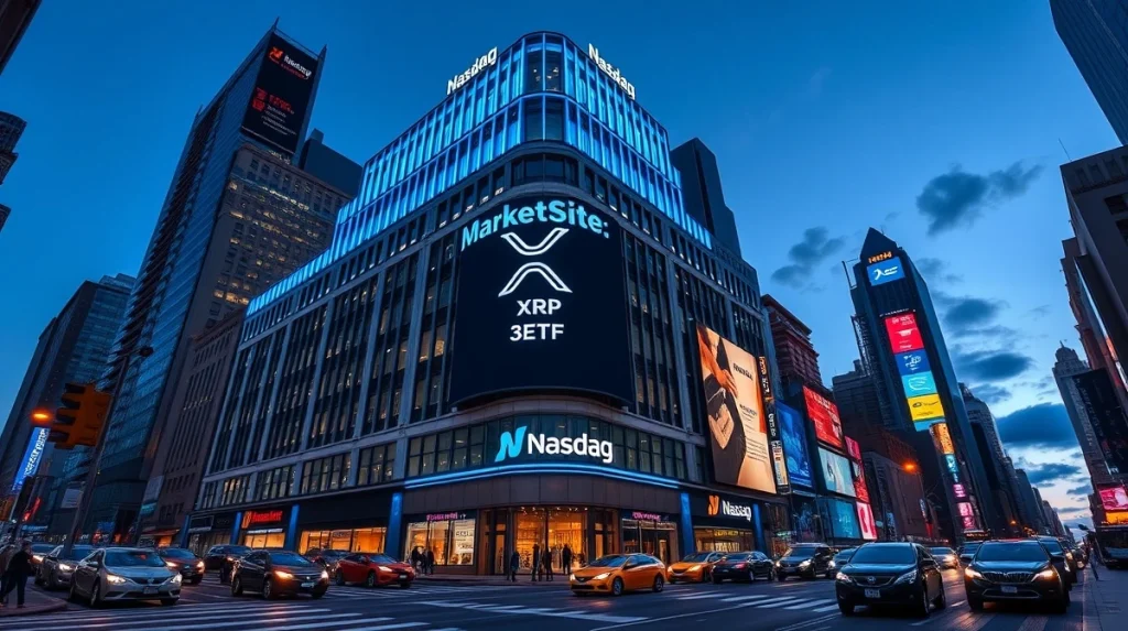 GraniteShares 3X XRP ETFs Nasdaq launch event at MarketSite building in New York City