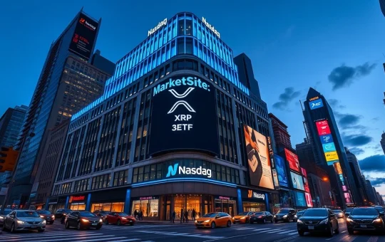 GraniteShares 3X XRP ETFs Nasdaq launch event at MarketSite building in New York City