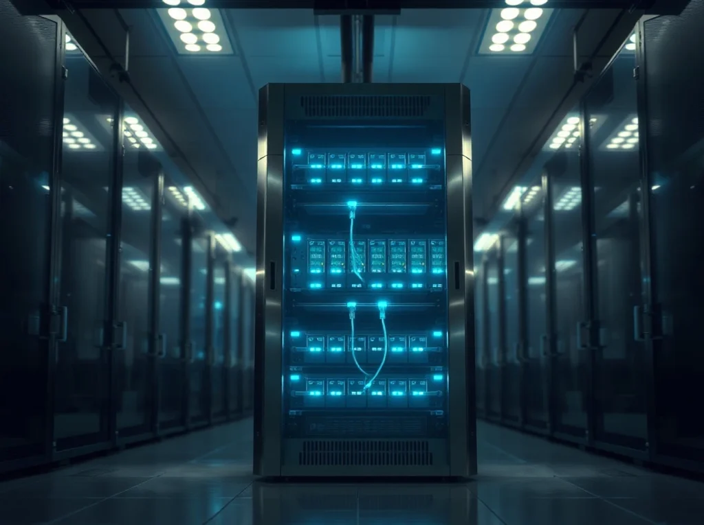 Secure digital asset custody server representing Grayscale's HYPE ETF security shift from Coinbase to Anchorage Digital.