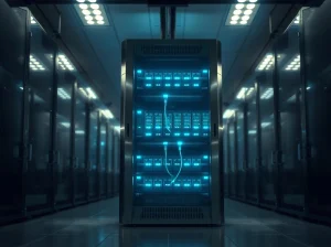 Secure digital asset custody server representing Grayscale's HYPE ETF security shift from Coinbase to Anchorage Digital.