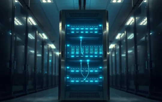 Secure digital asset custody server representing Grayscale's HYPE ETF security shift from Coinbase to Anchorage Digital.