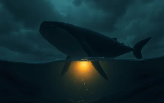 Massive whale swimming in dark ocean, representing Hyperunit whale's crypto portfolio decline