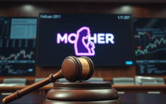 Iggy Azalea faces a lawsuit over MOTHER memecoin claims, depicted in a courtroom with a gavel and digital crypto logo.