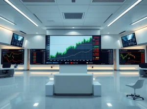 Kraken and Bitnomial deal: trading floor with crypto charts and derivatives data on screens