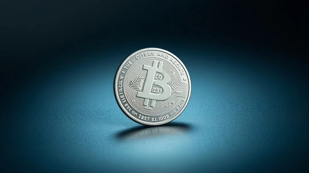 Litecoin silver coin on dark background with soft lighting for price prediction analysis