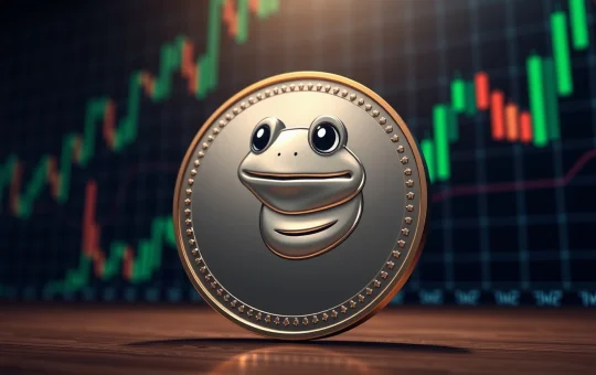 Little Pepe ($LILPEPE) coin illustration with digital charts in background, representing meme coin launch and market momentum.