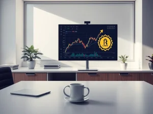 Professional crypto trading desk with rising LILPEPE chart on monitor