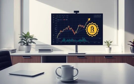 Professional crypto trading desk with rising LILPEPE chart on monitor