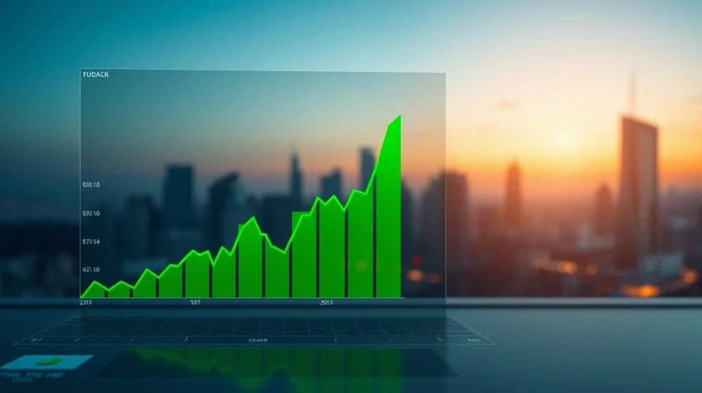 Digital chart showing a green price spike representing the NEX token surge after mainnet launch and exchange listings.