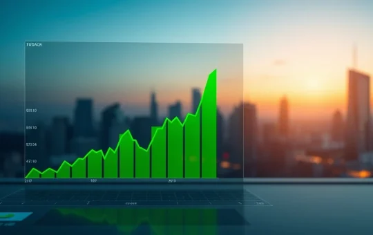 Digital chart showing a green price spike representing the NEX token surge after mainnet launch and exchange listings.