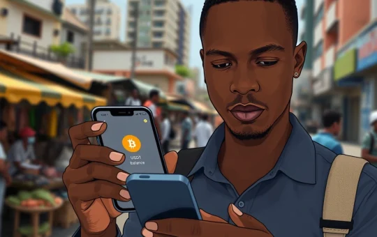 A person in Nigeria uses a smartphone to manage USDT stablecoins for daily transactions and remittances.