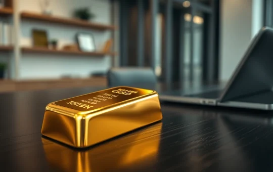 Gold bar with digital blockchain reflection representing gold-backed stablecoin concept