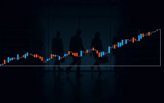 ONDO price chart approaching a Fibonacci resistance level with blurred institutional figures in background