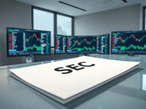 Ondo Finance SEC filing document with blockchain technology visualization for tokenized stocks.