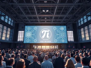 Pi Network presentation at Consensus 2026 showcasing AI and decentralized identity vision