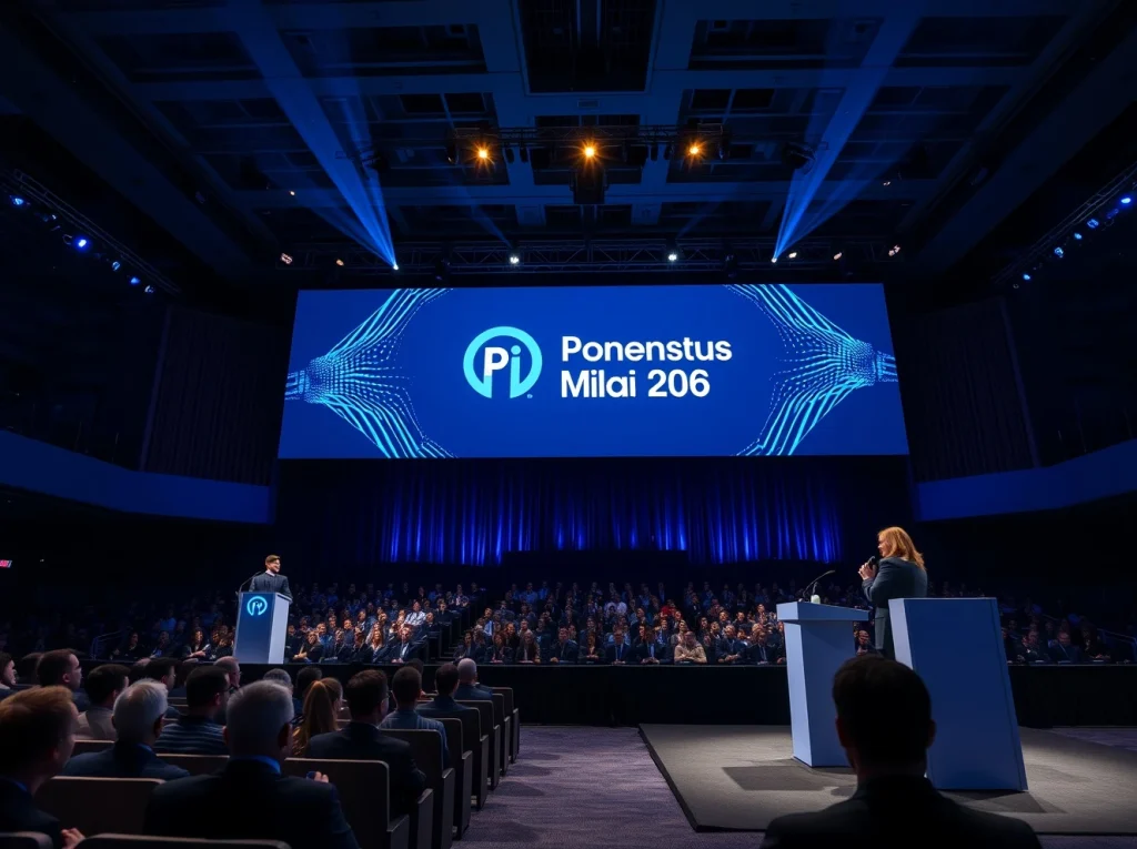 Pi Network co-founders Dr. Chengdiao Fan and Nicolas Kokkalis speaking on stage at Consensus Miami 2026 conference.