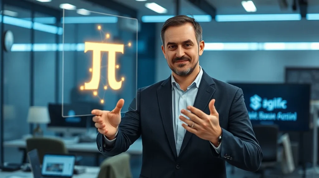 Nicolas Kokkalis explaining Pi Network's human verification architecture in a modern tech office setting