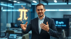 Nicolas Kokkalis explaining Pi Network's human verification architecture in a modern tech office setting