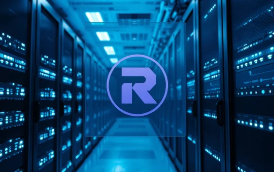 Data center with glowing servers representing AI compute demand and Render token integration