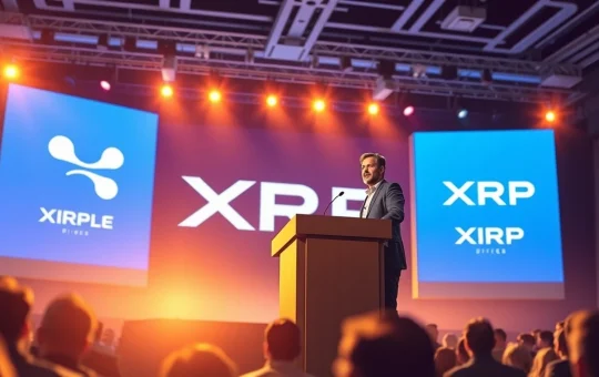Ripple CEO Brad Garlinghouse speaking at XRP Vegas conference, declaring his commitment to XRP's success.