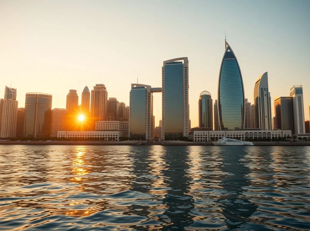 Dubai International Financial Centre skyline at sunset, representing Ripple's regulatory expansion in the UAE.