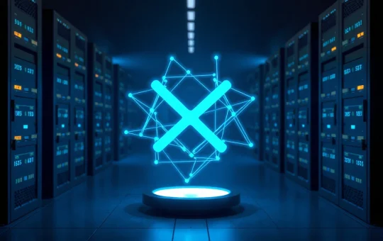 Ripple's XRP Ledger represented as a secure, quantum-resistant data vault for digital assets.